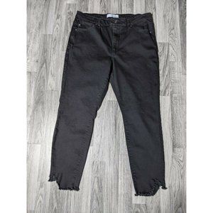 KanCan Womens Size XL Stretchy Fringe Cuffs Black Denim Jeans